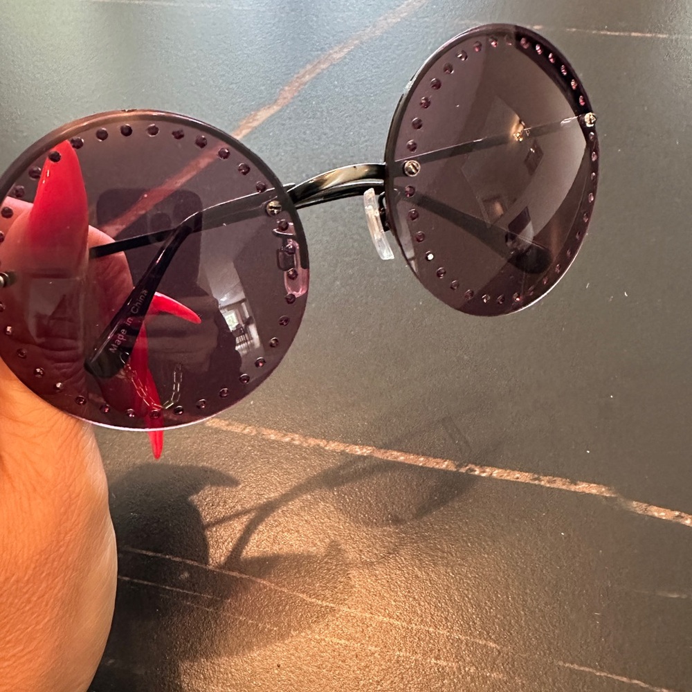 Brian Atwood Embellished Sunglasses Round Purple - Picture 8 of 8